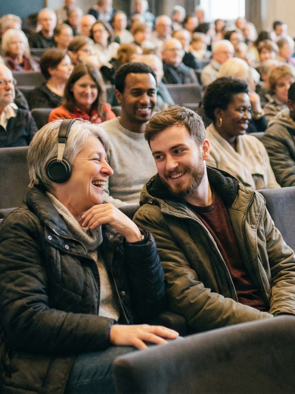 Man & Woman laughing at accessible event
